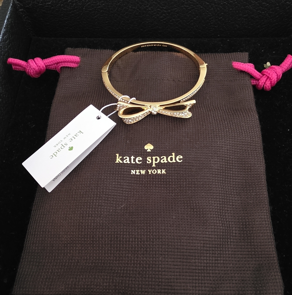 Kate Spade Love Notes Gold Bow Bangle NWT